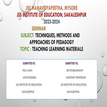TEACHING AND LEARNING MATERIALS | PPTX