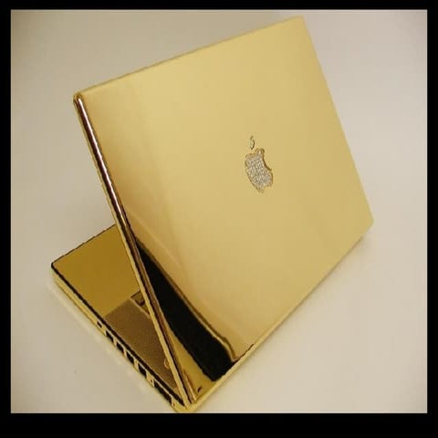 24K Gold Plated MacBook Pro with Diamond Studded Logo