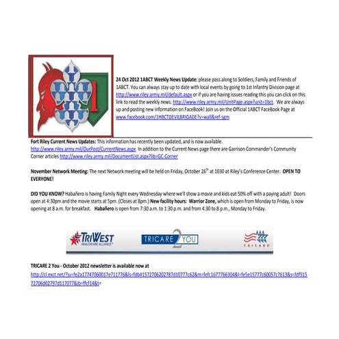 24 Oct 2012 1ABCT Weekly News Update: