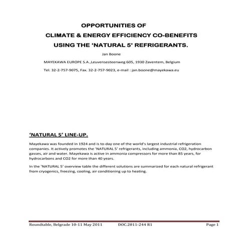 Opportunities of climate and energy efficiency co benefits 