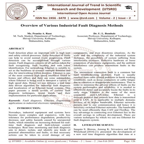 Overview of Various Industrial Fault Diagnosis Methods
