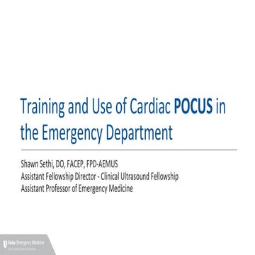 Training and Use of Cardiac POCUS in the Emergency Department