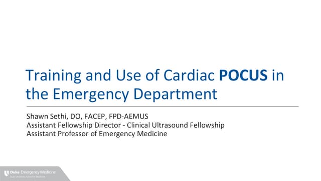 Training and Use of Cardiac POCUS in the Emergency Department