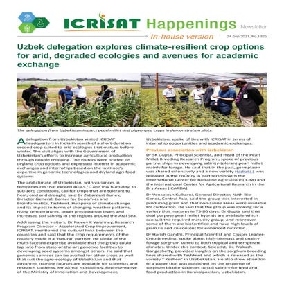 Uzbek delegation explores climate-resilient crop options for arid, degraded e...
