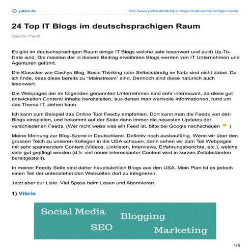 24 Top IT Blogs im deutschsprachigen Raum