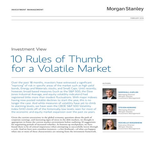 Rules of Thumb for a Volatile Market