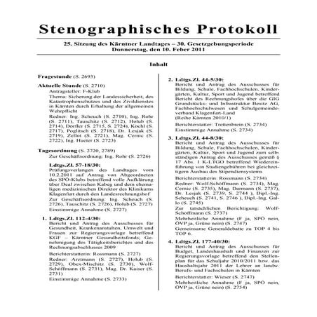 25. LTG-Sitzung am 10. Februar 2011