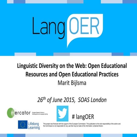 Linguistic Diversity on the Web: Open Educational Resources and Open Educatio...