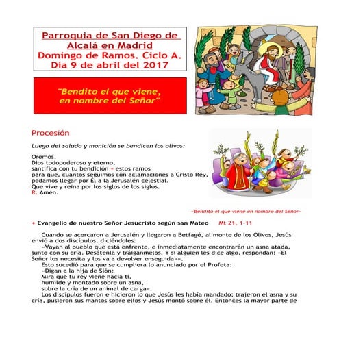 GUION PARA LA CELEBRACION DEL DOMINGO DE RAMOS PARA MISA DE NIÑOS