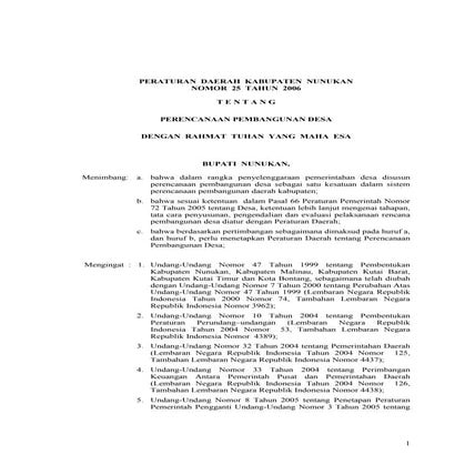 Perda Kabupaten Nunukan Tentang Perencenaan pembangunan Desa