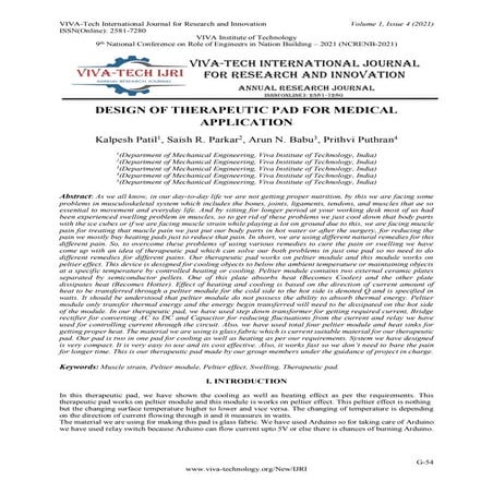 DESIGN OF THERAPEUTIC PAD FOR MEDICAL  APPLICATION