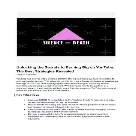Unlocking the Secrets to Earning Big on YouTube: The Best Strategies Revealed