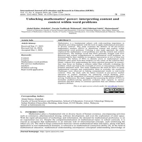 Unlocking mathematics’ power: interpreting content and context within word pr...