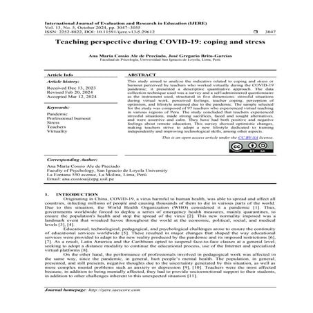 Teaching perspective during COVID-19: coping and stress | PDF