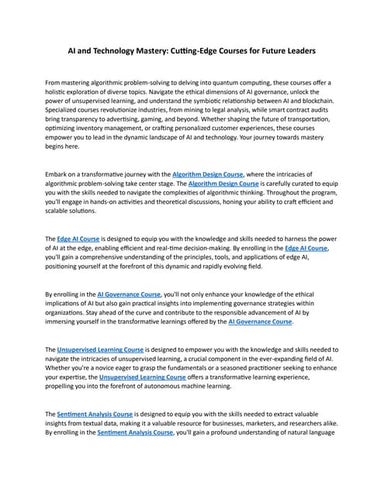 AI and Technology Mastery: Cutting-Edge Courses for Future Leaders