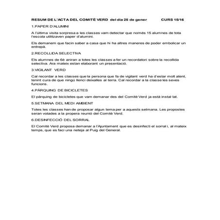 RESUM ACTA COMITÈ VERD - 25 gener 2026