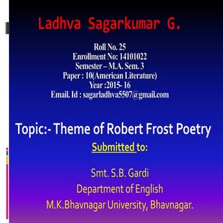 Theme of Robert Frost Poetry