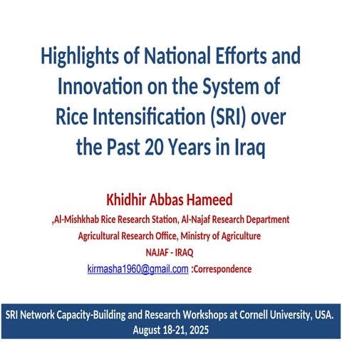 2502 - National Efforts to Promote SRI in Iraq over 20 years.ppt