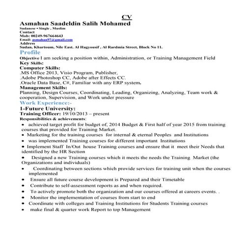 Asmahan Saadeldin Salih Mohamed cv 
