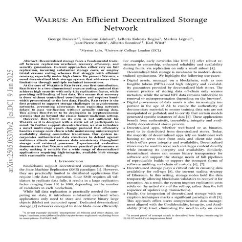 Walrus: An Efficient Decentralized Storage Network