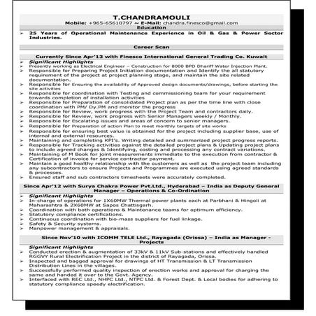 T.Chandramouli _ Resume | PDF