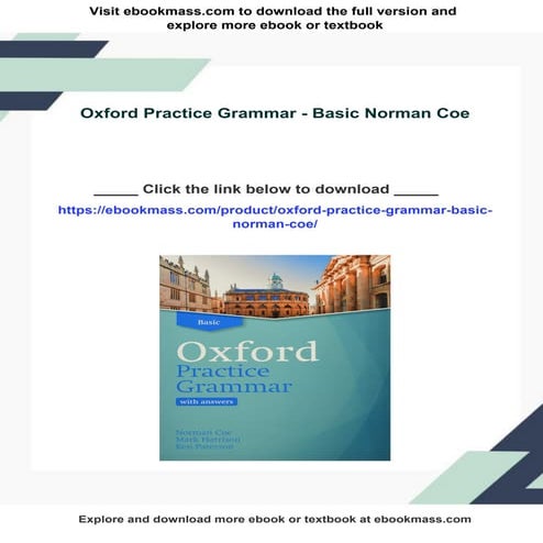 Oxford Practice Grammar - Basic Norman Coe | PDF