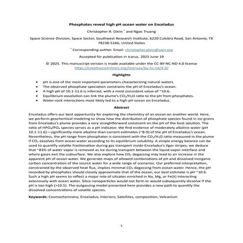 Phosphates reveal high pH ocean water on Enceladus