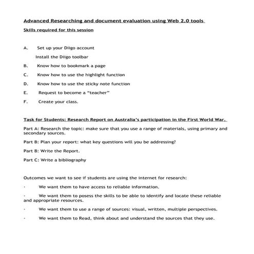 Instructions for teachers