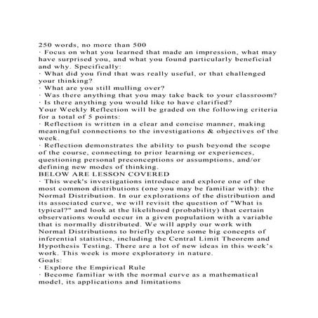 250 words, no more than 500· Focus on what you learned that made.docx