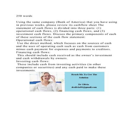 250 wordsUsing the same company (Bank of America) that you have .docx