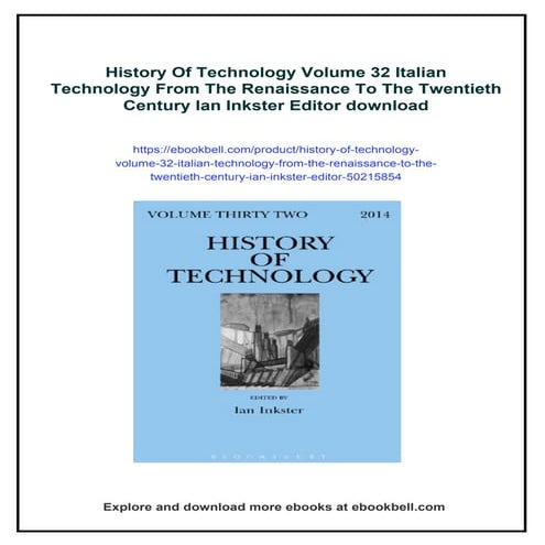 History Of Technology Volume 32 Italian Technology From The Renaissance ...