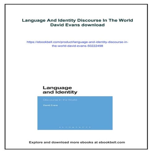 Language And Identity Discourse In The World David Evans