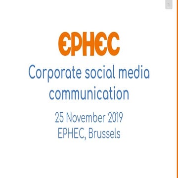 Corporate social media communication - EPHEC - 25/11/2019