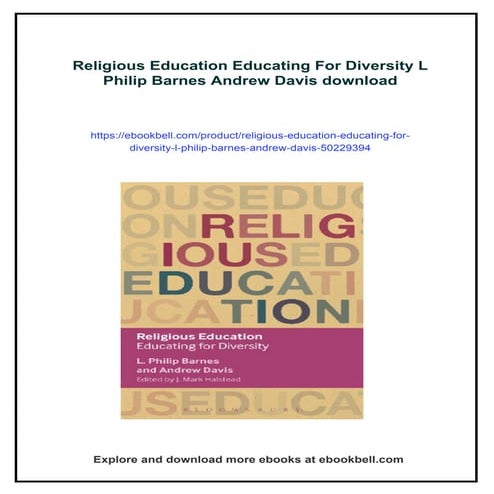 Religious Education Educating For Diversity L Philip Barnes Andrew Davis