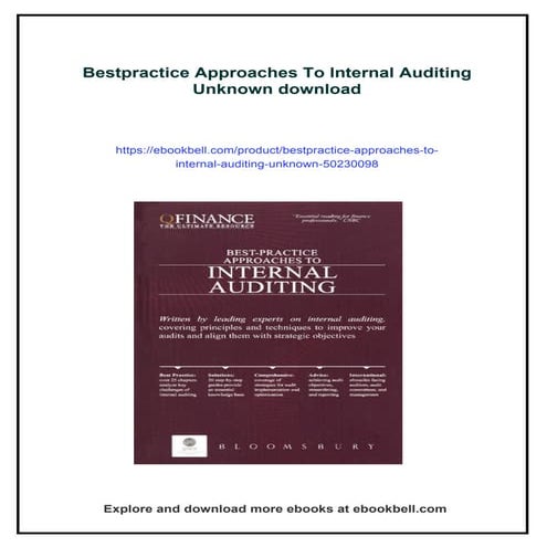 Bestpractice Approaches To Internal Auditing Unknown