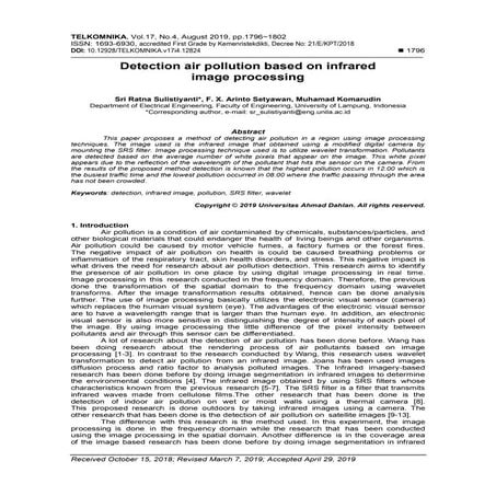 Detection air pollution based on infrared image processing