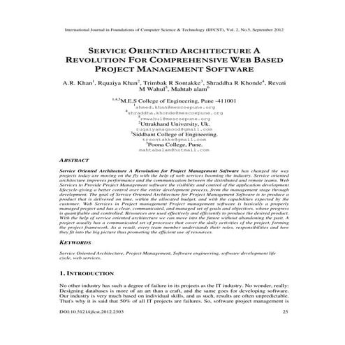 SERVICE ORIENTED ARCHITECTURE A REVOLUTION FOR COMPREHENSIVE WEB BASED PROJEC...