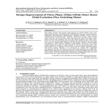 Design Improvement of Three Phase 12Slot-14Pole Outer Rotor Field Excitation ...