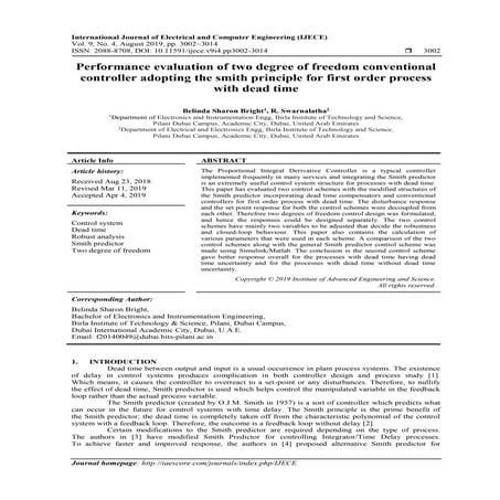 Performance evaluation of two degree of freedom conventional controller adopt...