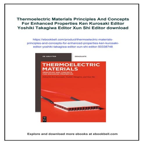 Thermoelectric Materials Principles And Concepts For Enhanced Properties Ken ...