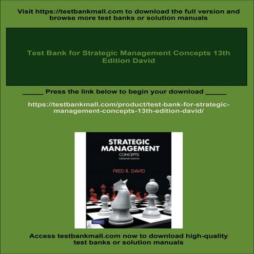 Test Bank for Strategic Management Concepts 13th Edition David | PDF
