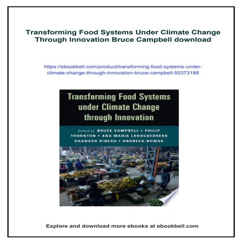 Transforming Food Systems Under Climate Change Through Innovation Bruce ...