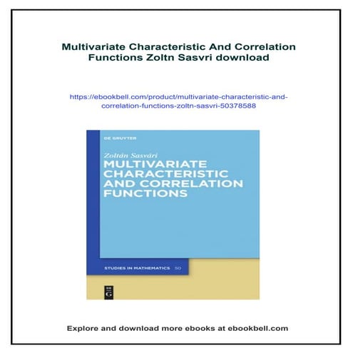 Multivariate Characteristic And Correlation Functions Zoltn Sasvri
