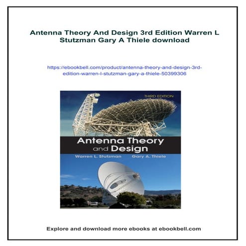 Antenna Theory And Design 3rd Edition Warren L Stutzman Gary A Thiele | PDF