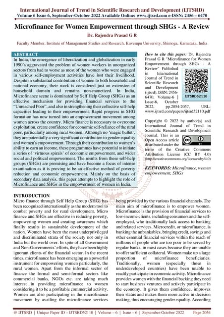A Study of the Role of Financial Inclusion in Womens Empowerment | PDF