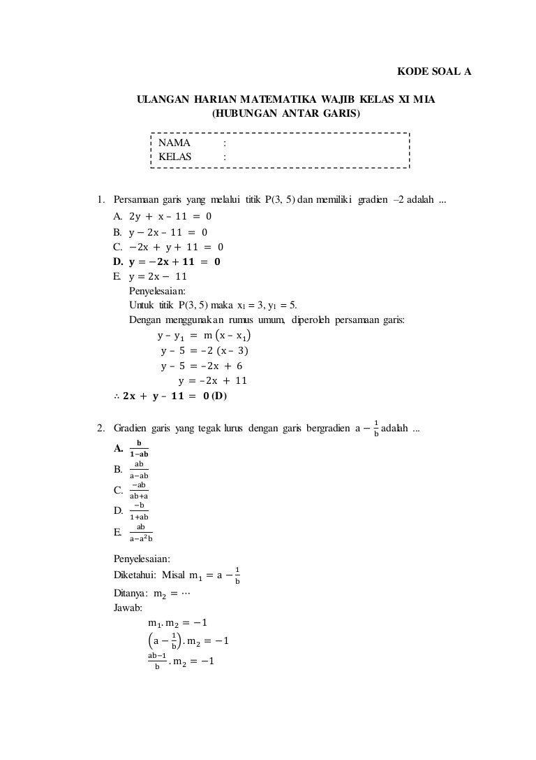 Contoh Soal: Soal Matematika Kelas 4 Garis