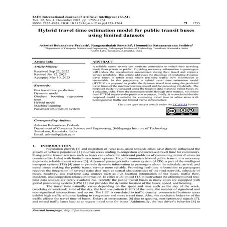 Hybrid travel time estimation model for public transit buses using limited da...