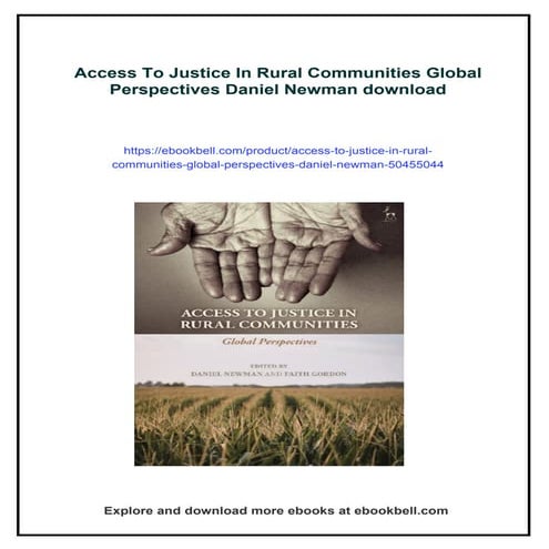 Access To Justice In Rural Communities Global Perspectives Daniel ...