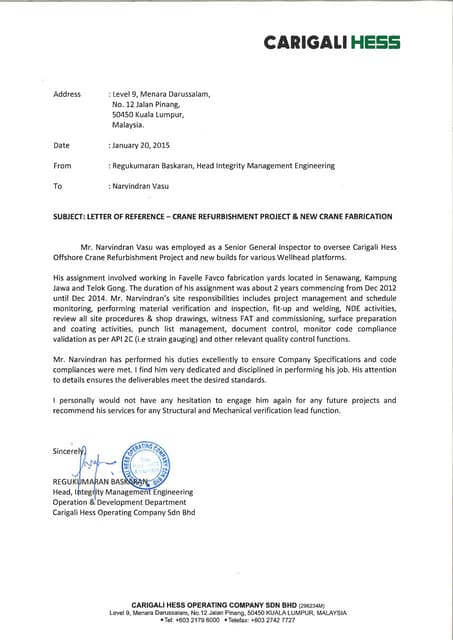 Carigali Hess Testimony