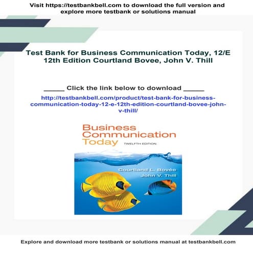 Test Bank for Business Communication Today, 12/E 12th Edition Courtland ...